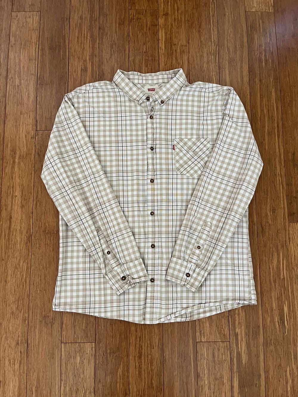Levi's Red Tab Beige Plaid Long Sleeve Button Up Casual Western XXL